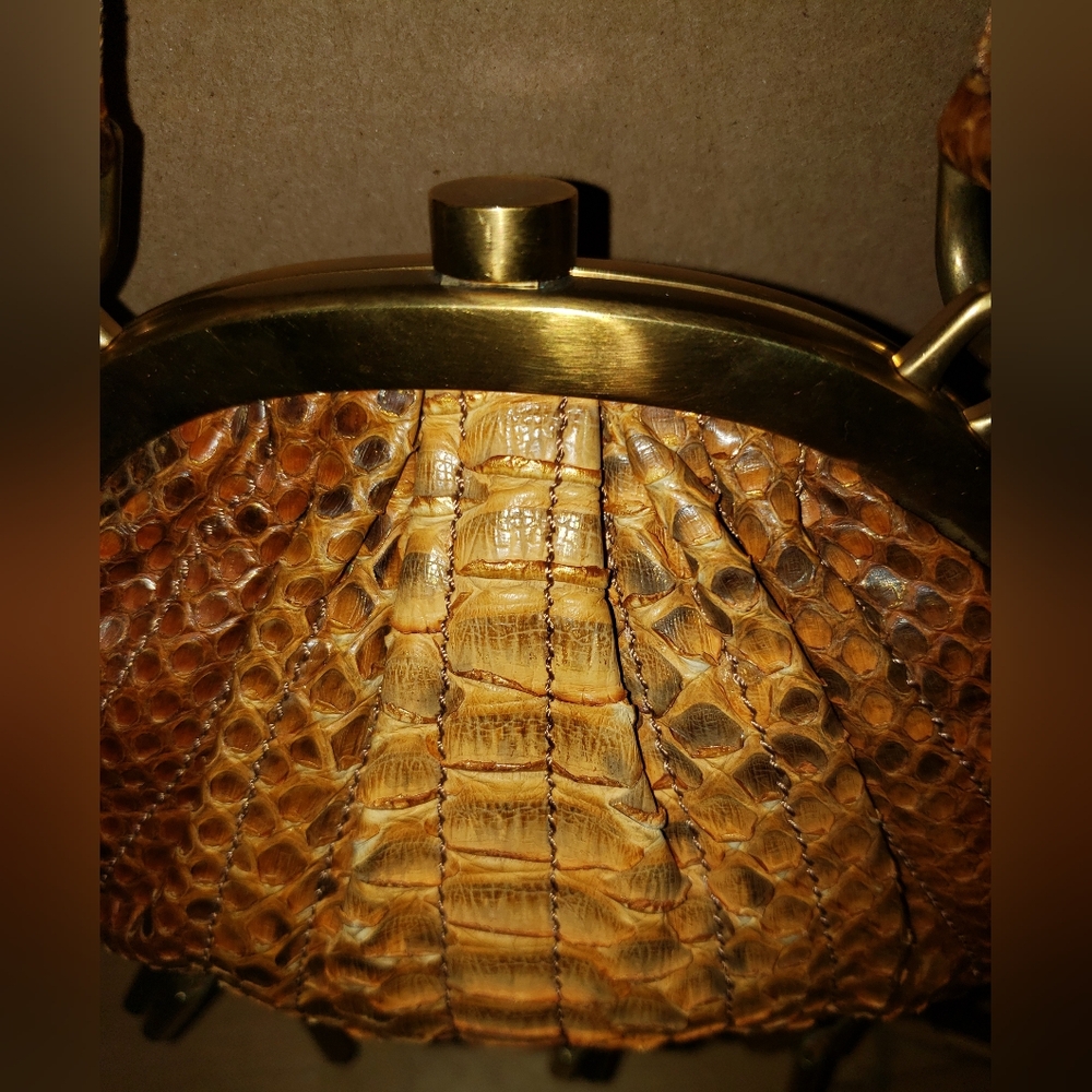 Super Rare Flawless. Donna Karan burnt orange python snakeskin mini bag - Picture 3 of 16